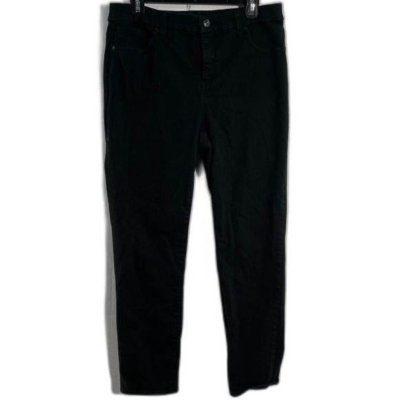 Chico's So Slimming Girlfriend Ankle Jeans Black Slim Leg Pants Medium - Picture 1 of 8